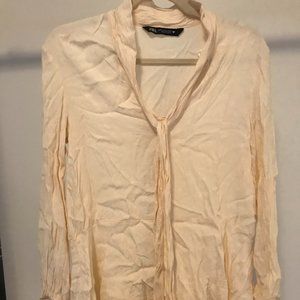 Zara pink tie blouse